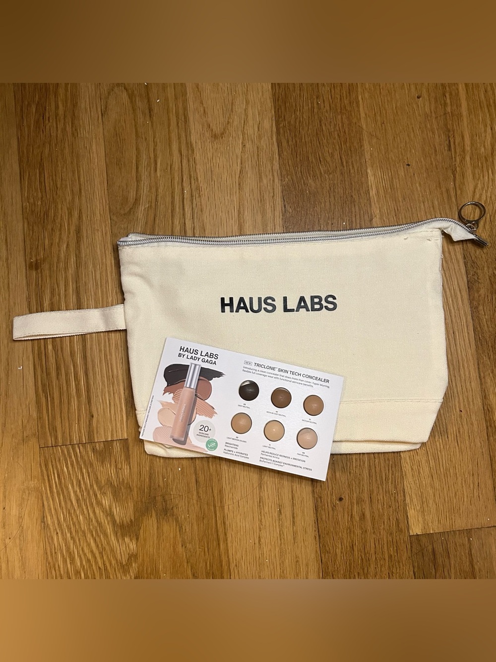 Haus Labs By Lady Gaga Canvas Wristlet Toiletry Pouch & 6 Concealer Samples